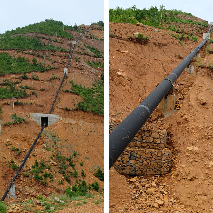 A hill with a water pipe of the Ternove hydropower project. They show how the construction is completely inadequate to avoid landslides. © Petr Hlobil