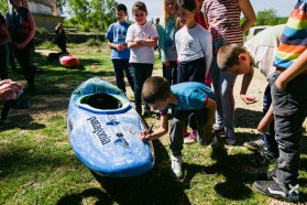 DAY 6 - At the Zrmanja in Croatia - participants signing the petition kayak