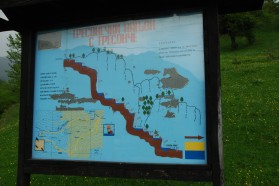 Info board about the Tresonče area, the location of the planned Boskov Most hydropower project.