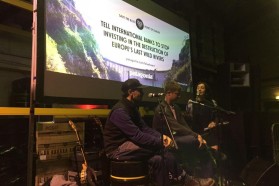 Blue Heart director Britton Caillouette (middle) at the film screening in London.